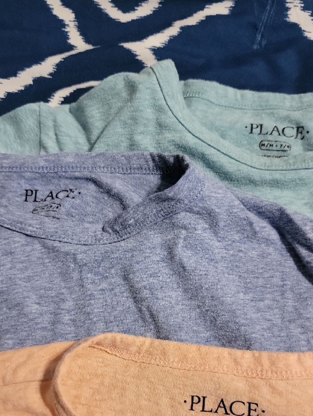 Childrens Place 3-Pack Solid Tees - Peach, Heather Blue, Mint - Picture 2 of 6